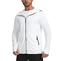 Men's UPF 50+ Light Jacket Full Zip Sun Protection Hoodie Long Sleeve Sun Shirts for Men Hiking Fishing Zip Pockets
