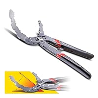 Powerbuilt Self-Adjust Oil Filter Pliers 30 Degree Angle Jaws, 2-1/4 to 4-3/4 inch, Auto Specialty Tools, Service Tools, Grease and Lubrication Oil Filter Wrench - 942099