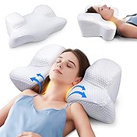 Cervical Neck Beauty Pillow - Anti-Aging & Anti-Wrinkle Memory Foam for Neck & Shoulder Pain, Back & Side Sleepers - White