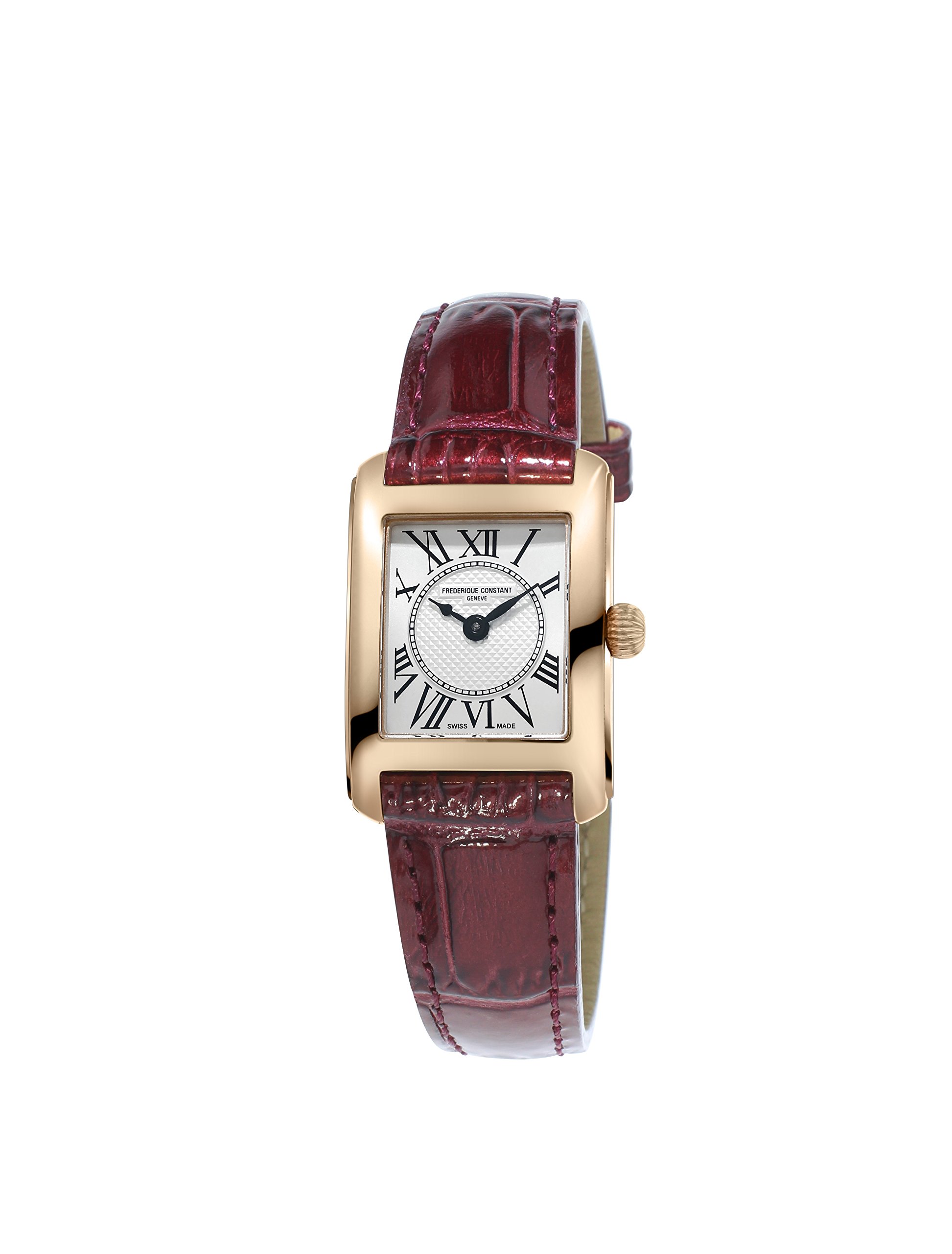 Frederique Constant Women's Carree Stainless Steel Swiss-Quartz Watch with Leather Calfskin Strap, Brown, 15 (Model: FC-200MC14)