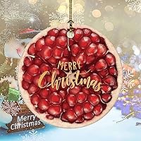 Merry Christmas Fruit Pattern Pomegranate Ceramic Ornament Christmas Decorations Ornaments Double Sides Printed Keepsake Ornament for Christmas Tree Decoration Xmas Party Decorations 3