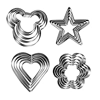 Mickey Love Heart Stars Flower Cookie Cutter, Pack of 5,Set of 4