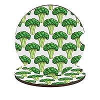 Green Broccoli Car Coasters for Cup Holder Anti Slip Waterproof Decor Cute Car Wood Accessories 2PCS