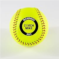 Personalized Softball - Best Coach Printed Gift Personalized Yellow Practice Softball - Official Size-Thanks Coach,Team Custom Design Leather Softball Gift