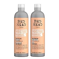 Bed Head by TIGI Shampoo and Conditioner For Dry Hair Moisture Maniac Sulfate-Free Shampoo & Moisturizing Conditioner with Argan Oil 25.36 fl oz 2 count, Orange