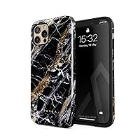 Phone Case Compatible with iPhone 12 PRO MAX - Hybrid 2-Layer Hard Shell + Silicone Protective Case -Black and Gold Onyx Marble Golden Stone - Scratch-Resistant Shockproof Cover