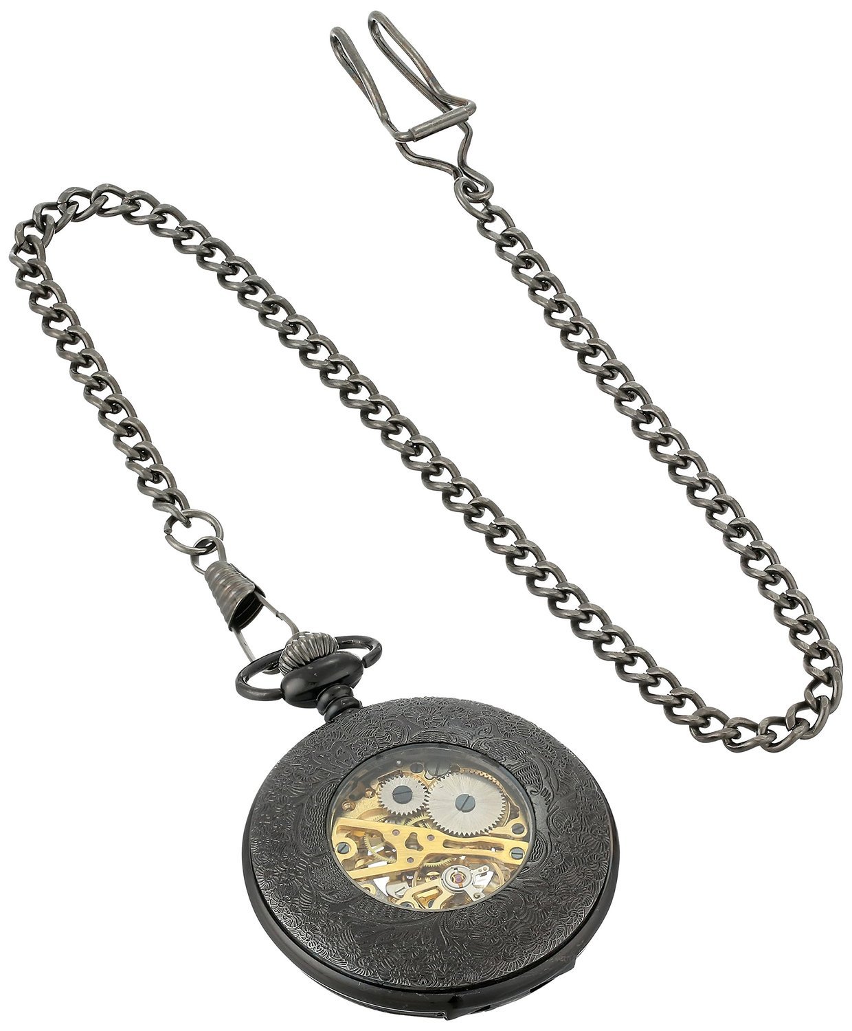 ShoppeWatch Men’s Pocket Watch with Chain | Hand Winding Vintage Pocket Watch | Classic Mechanical Movement Pocketwatch | 1920s Railroad Steampunk Costume Accessory