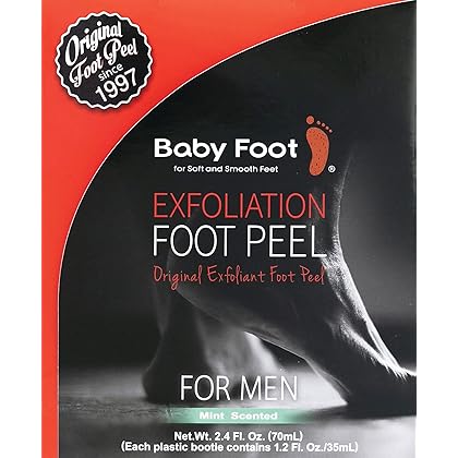 Baby Foot - Original Foot Peel Exfoliator For Men - Foot Peel Mask - Repair Rough Dry Cracked Feet and remove Dead Skin, Repair Heels and enjoy Baby Soft Smooth Feet 2.7 Fl. Oz. Mint Scented Pair
