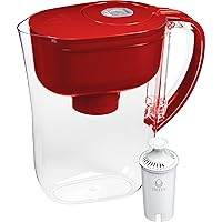 Brita Metro Water Filter Pitcher, BPA-Free Water Pitcher, Replaces 1,800 Plastic Water Bottles a Year, Lasts Two Months or 40 Gallons, Includes 1 Filter,Kitchen Accessories, Small, Red, 6-Cup Capacity