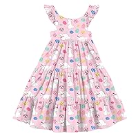 Vieille Toddler Girls Summer Dress Ruffle Sleeveless Casual Beach Sundress Tiered Swing Princess Dress for 2-8 Years