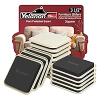 Yelanon Furniture Sliders, 20 pcs-3 1/2” Square Beige Furniture Sliders for Carpet, Furniture Pads for Hardwoods Floors，Furniture Movers Sliders, Reusable Moving Pads, Floor Protectors for Carpet