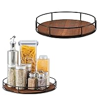 2 Pack of 12 Inch Lazy Susan Organizer - Non-Skid Wood Turntable Organizer for Cabinet, Pantry, Kitchen Countertop, Refrigerator, Spice Rack