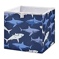 Abstract Shark Cube Storage Bin Collapsible Storage Bins Waterproof Toy Basket for Cube Organizer Bins for Nursery Kids Closet Shelf Playroom Office Book - 11.02x11.02x11.02 IN