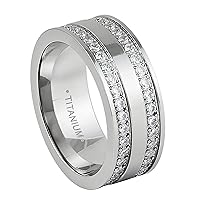 9mm Titanium Ring Titanium Wedding Ring Wedding Bands for Men and Women Personalized Titanium Eternity Cz Ring Sizes 7-12 TRB350