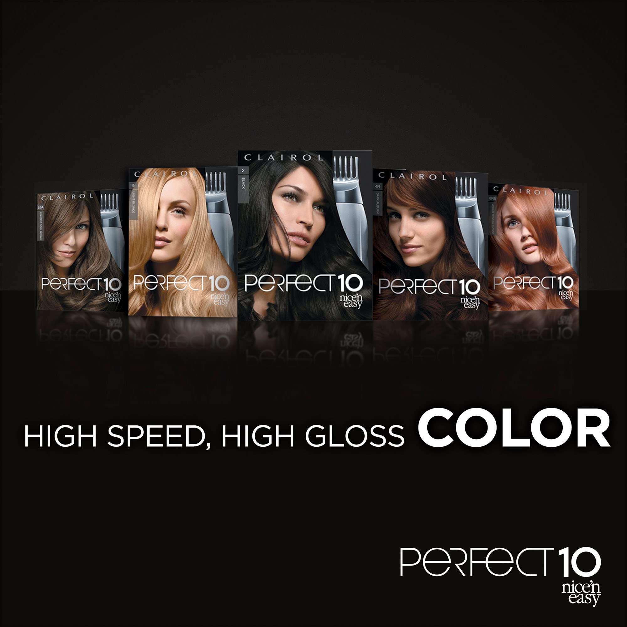 Clairol Nice'n Easy Perfect 10 Permanent Hair Dye, 2 Black Hair Color, Pack of 1