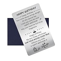 Demiwise Happy Birthday Wallet Insert Card Gift,Engraved Stainless Steel Unique Birthday Cards Gift for Lovers and Friends,Happy Birthday For Man,Woman,Her/Him