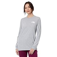 THE NORTH FACE Women's Long Sleeve Box NSE T-Shirt, TNF Light Grey Heather/TNF Black, Small