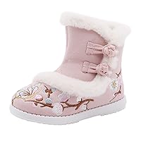 Snow Shoes Kids Style Cotton Boots For Gilrs Cloth Shoes Warm Winter Snow Boots Embroidery Print House Boots for Girls