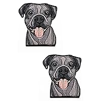 Kleenplus 2Pcs. Black Dog Labrador Pet Dog Cartoon Children Kids Fashion Patch Sticker Craft Patches DIY Applique Embroidered Sew Iron on Patch Emblem Clothing Costume Accessory Sewing