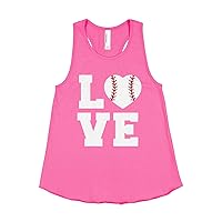 Threadrock Big Girls' Love Baseball or Softball Heart Racerback Tank Top