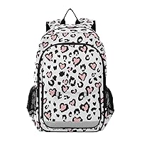 ALAZA Leopard Print Cheetah Jaguar Pink Heart Laptop Backpack Purse for Women Men Travel Bag Casual Daypack with Compartment & Multiple Pockets
