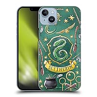 Head Case Designs Officially Licensed Harry Potter Slytherin Pattern Deathly Hallows XIII Hard Back Case Compatible with Apple iPhone 14 Plus