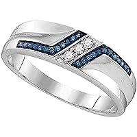 Dazzle Touch 1.10 Ct Round Cut Blue Sapphire Men's Channel Set Wedding Engagement Band/Ring for Women's 925 Sterling Silver With 14k White Gold Plated