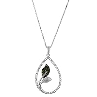1/5 CTTW Drop Pendant with a combination of Diamonds and Green Diamonds in Sterling Silver