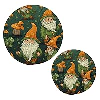 St. Patrick's Pygmy Mushroom Round Cotton Trivets Stylish Absorbent Coaster Set Pot Holders Drink Coasters for Boho Home Bar Decor-2Pcs