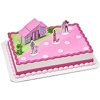 DecoSet Barbie Dreamhouse Adventures Cake Topper, 4 Piece Cake Decoration With Barbie, Barbie Dreamhouse, and Friends, For Birthday Cake, Ready to Use