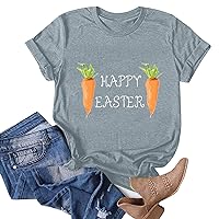 Womens Long Sleeve Shirts for Hiking Ladies Casual Round Neck Rabbit Printed Short Sleeve T Shirt Top Tennis S