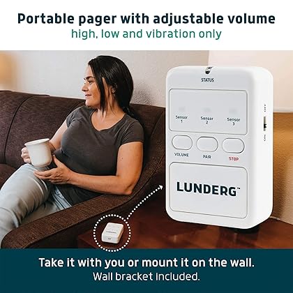 Lunderg Bed Alarm & Chair Alarm System - Wireless Early-Alert Bed Sensor Pad, Chair Sensor Pad & Pager - Chair & Bed Alarms and Fall Prevention for Elderly and Dementia Patients