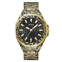 GUESS Men's 46mm Watch - Gold-Tone Bracelet Black Dial Gold-Tone Case