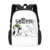 Anime Urusei Yatsura Backpack Cartoon Large Capacity Backpacks Laptop Backpack Lightweight Canvas Shoulder bag Outdoor Travel 16-Inch Black