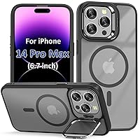 for iPhone 14 Pro Max Case, with Kickstand, Magnetic Phone Case Compatible with MagSafe, Military-Grade Heavy Duty Protection Phone Case for iPhone 14 Pro Max - Frost Black