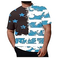 Big and Tall Shirts for Men T Shirt, American Flag Printed Shirt for Men Loose Plus Size Casual Patriotic Tee Tops