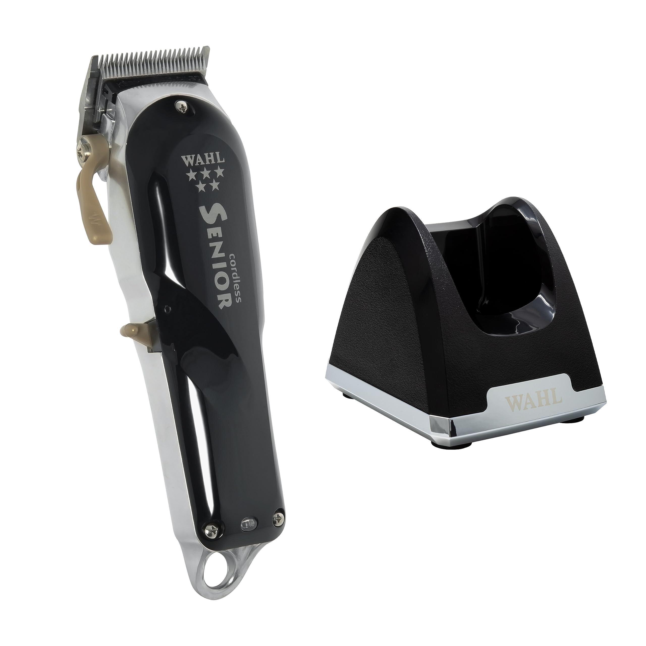 Wahl Professional - 5-Star Series Cordless Senior #8504-400 - 70 Minute Run Time - Includes Weighted Cordless Clipper Charging Stand #3801 - for Professional Barbers and Stylists