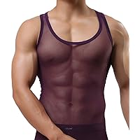 Men's Mesh See-Through Tank Top Dry Fit Muscle Vest