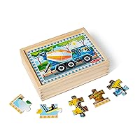 Construction Vehicles 4-in-1 Wooden Jigsaw Puzzles in a Box (48 pcs) - FSC-Certified Materials