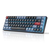 MageGee 60% Mechanical Gaming Keyboard, 68 Keys Compact Blue LED Backlit Gaming Keyboard, SKY68 Wired Ergonomic Mini Office Keyboard for Windows PC Gamer (Red Switch, Blue & Black)