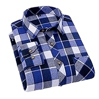 Men's Buffalo Plaid Checkered Brushed Shirt Western Shirts Long Sleeve Father Son Shirt