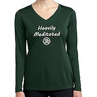 Ladies Yoga Heavily Meditated with OM Dry Wicking Long Sleeve, Forest, Large