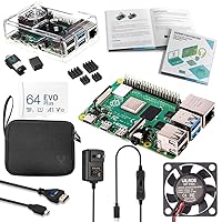 Vilros Raspberry Pi 4 Complete Starter Kit- Includes Raspberry Pi 4 Board, Fan Cooled Case, 64GB Preloaded Micro SD Card and More (4GB, Clear Transparent Case)