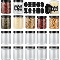 JMIATRY 40PCS 6 OZ Plastic Jars with Lids 6Oz Plastic Containers with Lids Empty Storage Jar with Screw Lids Labels 6 Oz Slime Container Ideal for Cake Food Storage Body Butter