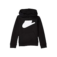 Nike Girl's Sueded Fleece Iridescent Logo Pullover Hoodie (Toddler/Little Kids) Black 4 Little Kid