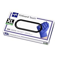 Medline FitGuard Touch Nitrile Exam Gloves, Disposable, Powder-Free, Cobalt Blue, X-Large, Box of 100