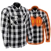 Nexgen Heat Men's NXM1601SET Riffraff Black/Grey/White Heated Flannel Sleeve Shirt Outdoor Activities w/Battery