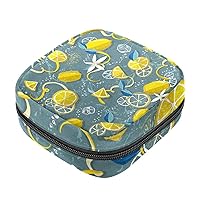 Portable Menstrual Pad Bags, Large Capacity Sanitary Napkin Storage Bag, First Period Kit for Girls Women, Zipper Nursing Pad Holder Lemon Pattern Fruit