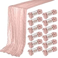 12 Pack 10ft Dusty Pink Cheesecloth Table Runner 35x120 Inch Boho Gauze Table Runner Cheese Cloth Table Runner for Birthday Party Wedding Decoration Baby Shower Christmas Decor Special Events