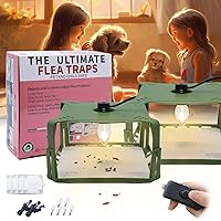 Flea Traps for Inside Your Home, Flea Killer Trap Indoor Natural Safe Pest Control Trapper House Sticky Insect Killer with Light & Switch Bed Bug Trap, Safe for Kid & Pet, 2 Packs Green